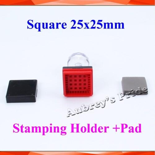 5Pcs Square 25x25mm Holder+Rubber Pad for Photosensitive Portrait Flash Stamp Machine Selfinking Stamping Making Seal