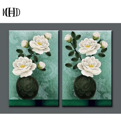 MHD 5d diy diamond painting flower decoration square 3d diamond embroidery diamond cross stitch set of 2 flowers