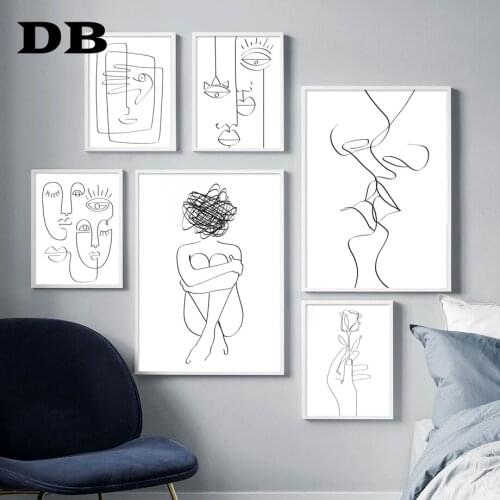 Black White Minimalist Abstract Line Nordic Posters And Prints Wall Art Canvas Painting Wall Pictures For Living Room Home Decor