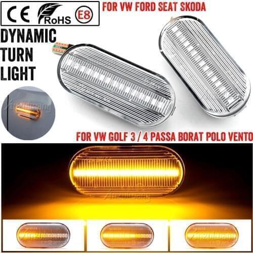 Dynamic Flowing LED Side Marker Turn Signal Light For VW Transporter T5 Polo Golf 3 4 Passat B5 Sharan Lupo Bora Multivan