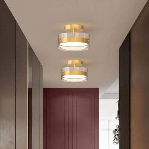 FKL Modern Golden LED Ceiling Light Round Simple Balcony Corridor Aisle Light Entrance Light