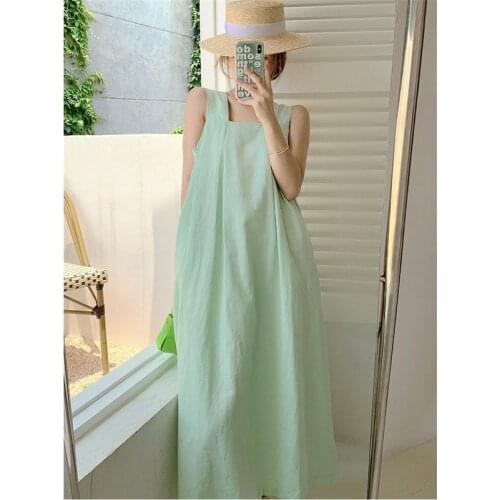 GEHOCOOP Solid Summer Dresses
