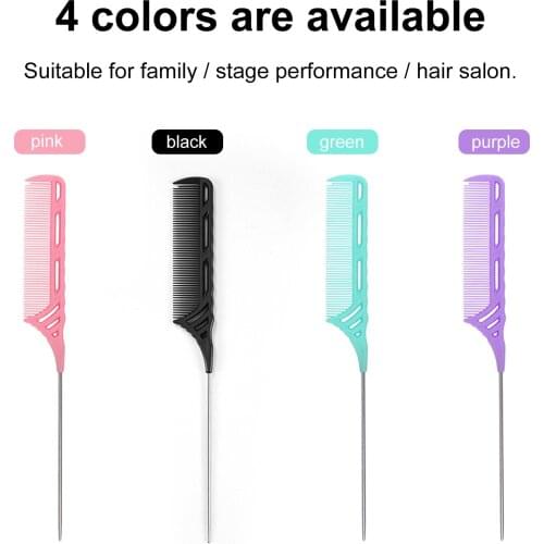 1PC Professional Tail Comb Rattail Comb Stainless Steel Heat Resistant Teasing Comb Lightweight Tail Comb For All Hair Types