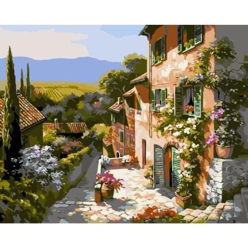 Gatyztory Frame Seaside DIY Painting By Numbers Landscape Canvas Drawing HandPainted Acrylic Paints Artwork Wall Decor