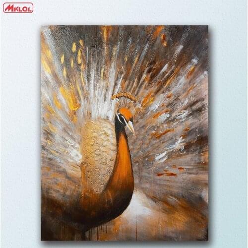 Fashion Bronze-Peacock pop art Canvas Painting For Living Room Home Decoration Oil Painting On Canvas Wall Painting Unframed