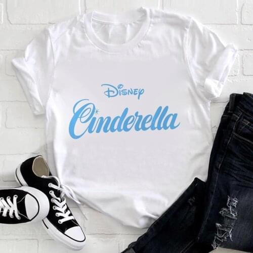 Disney Cinderella Chest Movie Logo Premium T-Shirt Fashion Women T Shirt Harajuku Tops Tee Cartoon Cute Casual Female Tshirts