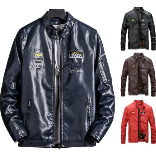 2020 New Men Leather Jacket Embroidery Baseball PU Jackets Male Brand Casual Luxury Winter Warm Fleece Pilot Bomber Jacket Coat