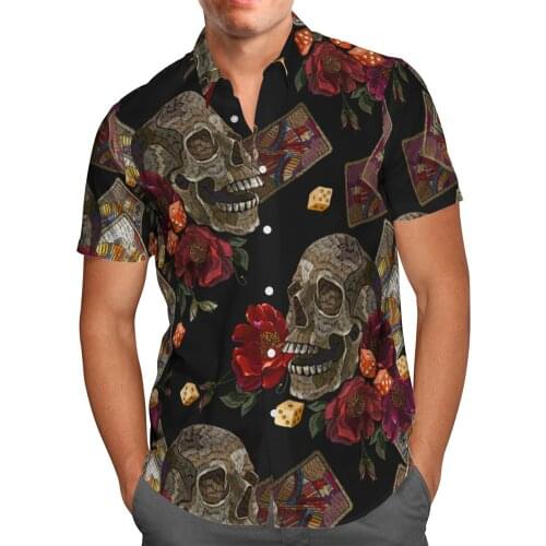 Cool Skull 3D Beach Hawaiian 2021 Summer Mens Shirt Short Sleeve Shirt Streetwear Oversized 5XL Camisa Social Chemise Homme-133