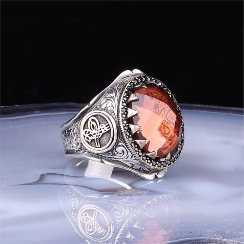 Zultanit Gemstone La Galibe İlallah Written 925 Sterling 925 K Silver Men 'S Ring