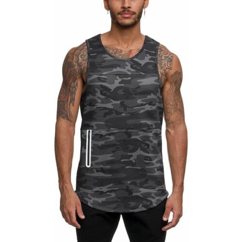 2021 New Mens Sports Vest Top Fashion Camouflage Printed Sleeveless Round Neck Tank Tops Training Fast Dry Running Tees