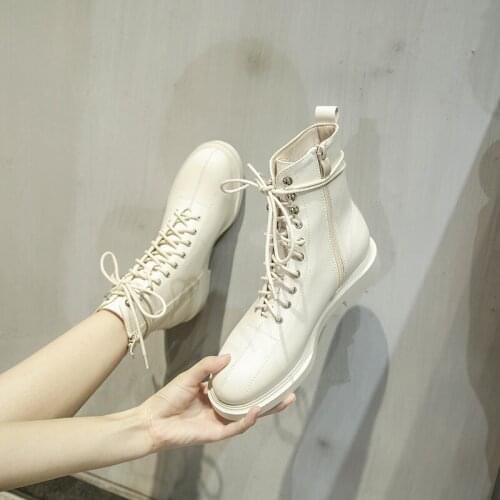 2020 New Martin Boots Short Boots Women Fashion Shoes Wild British Style Round Toe Flat Zipper Women Boots