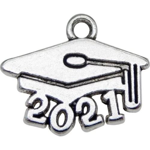 New 50pcs 2021 2022 Year Number Charms Alloy Silver Color Pendant Bracelet Necklace Earrings Jewelry DIY Accessories 14*17mm