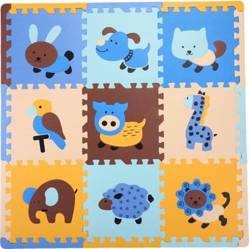 Infant Learning Puzzle Mat 9 Pieces Of Animal Pattern Gamepads Child Interlocking Baby Early Education Mat Soft EVA Foam