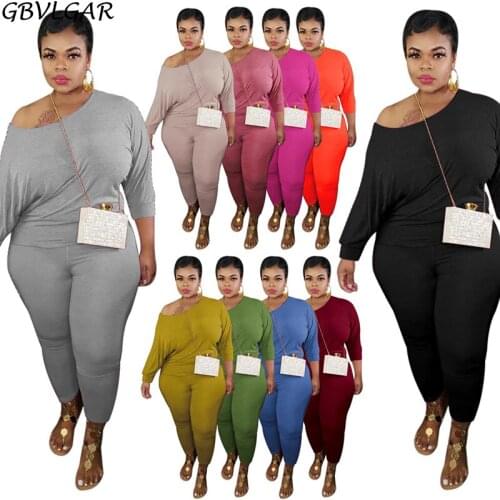 Autumn Women Fashion Plus Size S-5XL Two Pieces Set Tracksuit Long SLeeve Tee Tops Jogger Sweatpant Suit Outfit Matching Set