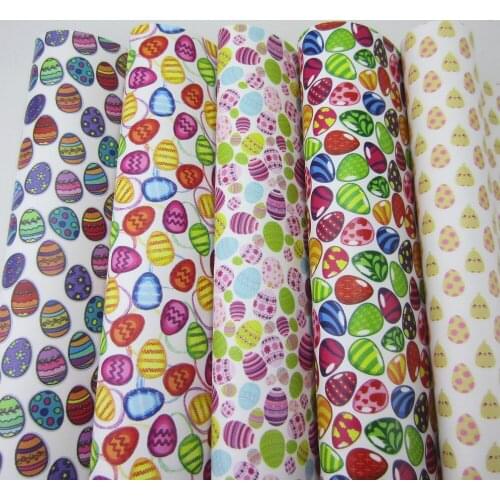 Printed PU Leather sheets fabric easter egg synthetic leather sheet bows materials diy craft decorate 8"x11.8" PR057