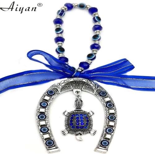 Horseshoe Blue Eyes And The Turtle Eyes Blue Ribbon Key Chain Pendant Doors And Windows Decorative Wall Hanging Anti - Evil