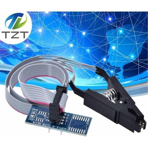 TZT teng SOIC8 SOP8 Flash Chip IC Test Clips Socket Adpter BIOS/24/25/93 Programmer for arduino