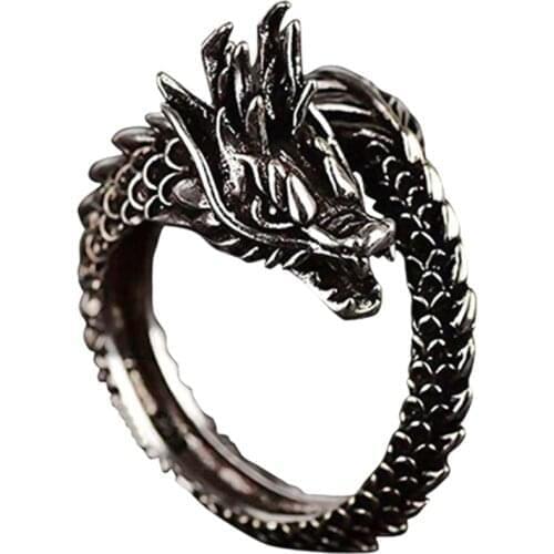 New Design Retro Adjustable Silver Dragon Ring For Men Women Personality Fashion Finger Opening Rings Dropshipping