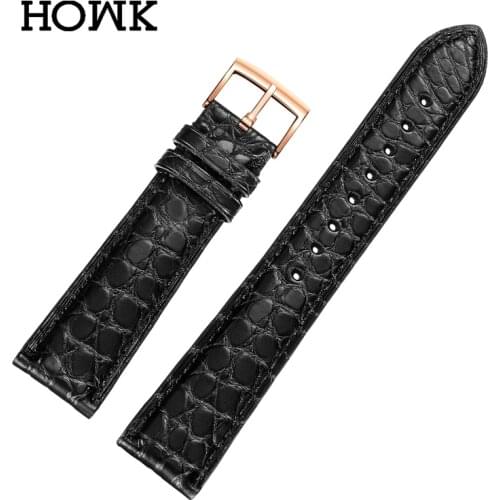 HOWK Watchband 18mm 19mm 20mm 21mm 22mm 23mm 24mm Leather Watch Band With Buckle Alligator Watch Starp