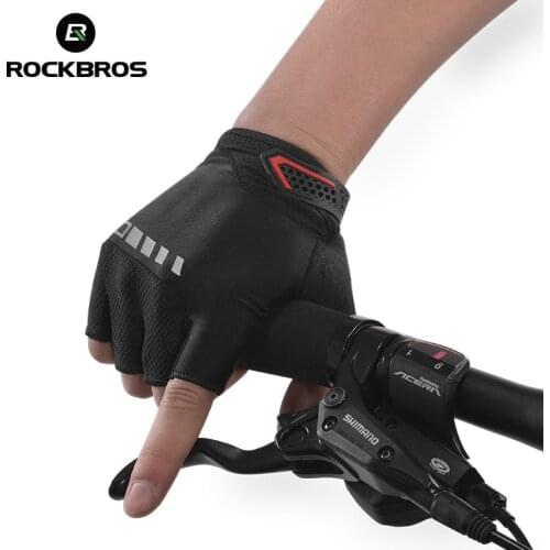 ROCKBROS Bicycle Half Finger Summer Gloves Outdoor Sports Gel Thickened Pad Gloves Sheepskin Shockproof Breathable Clothings