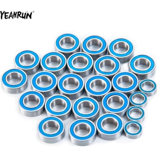 YEAHRUN 24pcs Complete Ball Bearing Chrome Steel Rubber Sealed Bearings Kit For Tamiya Clodbuster Super Bullhead RC Car
