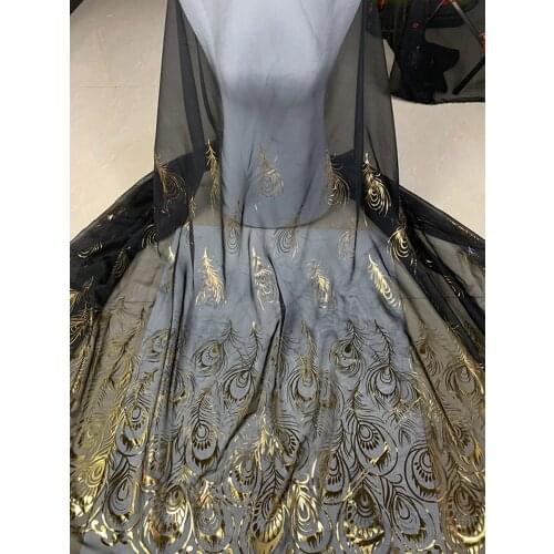 Stage Dancing Dress Chiffon Peacock Feather Bronzing Cosplay Flowing sewing wedding costume DIY 1M