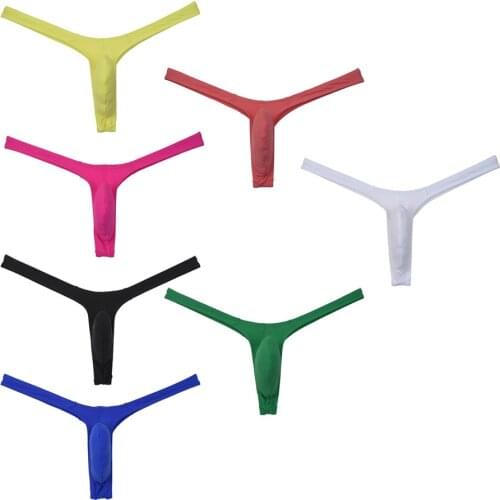 Sexys Mens Underwear Thongs Fashion Raised Pouch G-strings Elastic Shorts New Style Underpants For Male Bikini T-back