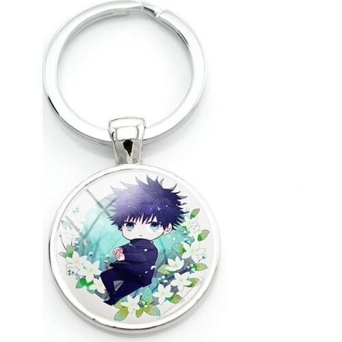 TAFREE Jujutsu Kaisen Cartoon Car Key Holders Japan Anime 25mm Illustration Keyring Glass Beads Crafts Men Fashion Jewelrys