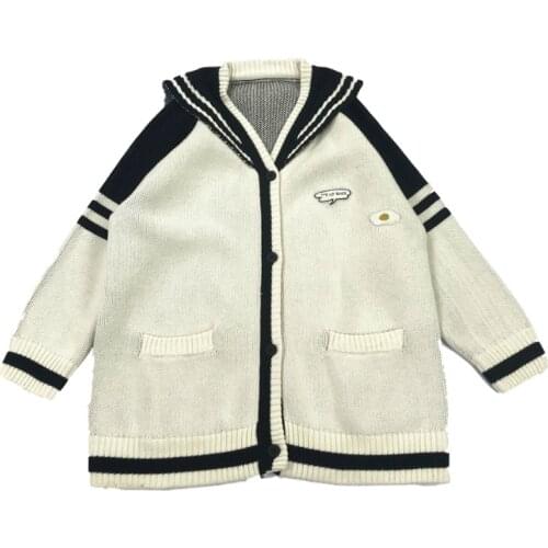 MERRY PRETTY Cartoon Embroidery Sailor Collar Knitted Sweaters 2020 Winter Thick Warm Harajuku Jacquard Sweater Knit Pullover