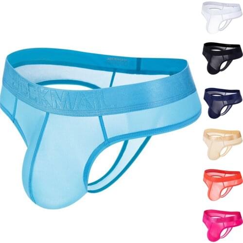 JOCKMAIL Jockstrap Men Tanga Hombre Transparente Addicted Underwear Ice Silk Man String Slippery Sexy Lingerie Pack Panties Gay