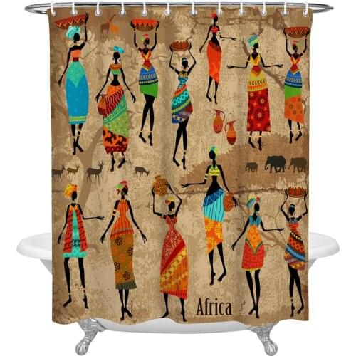 Waterproof Shower Curtains African Woman Dance Culture Vase Shower Curtain Frabic Polyester Bathroom decor Curtain