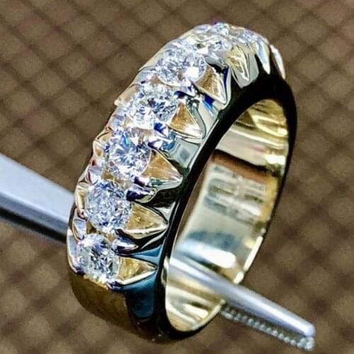Japanese and Korean Style Simple Ring Fashion Popular Geometric Ring Single Row Zircon Strip Ring Gold Plated Ring