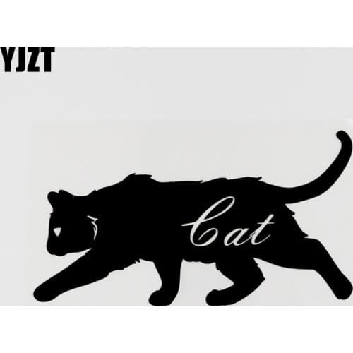 YJZT 18.5CM×10CM Fashion Car-styling Animal Cat Vinyl Decal Car Sticker Black/Silver 13F-0068