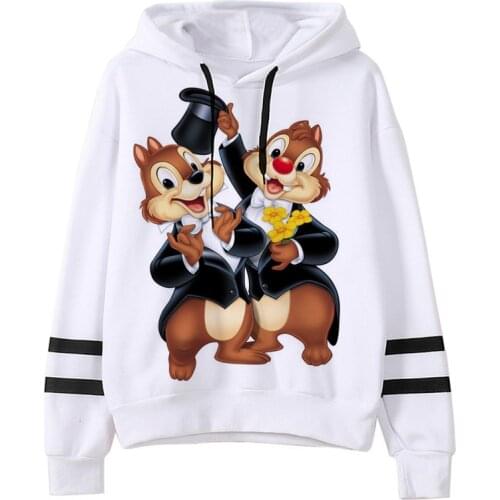 Kawaii Disney Cartoon Hoodies Chip and Dale Streetwear Women Funny Winter Warm Aesthetic Harajuku Graphic Sweatshirts Female