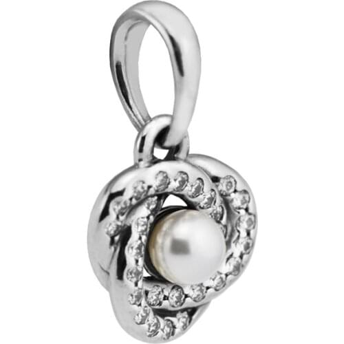 Luminous Love Knot White Crystal Charm Jewelry Making Sterling Silver Jewelry Charms For Woman Fits Beaded DIY Bracelet & Bangle