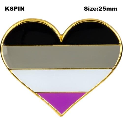 Asexual heart shaped flag lapel pin badge pin Brooch Icons XY0629