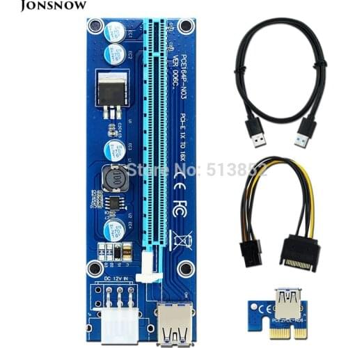 10pcs/lot 006C PC PCIe PCI-E PCI Express Riser Card 1x to 16x USB 3.0 SATA to 6Pin IDE Molex Power Supply for BTC Miner Machine