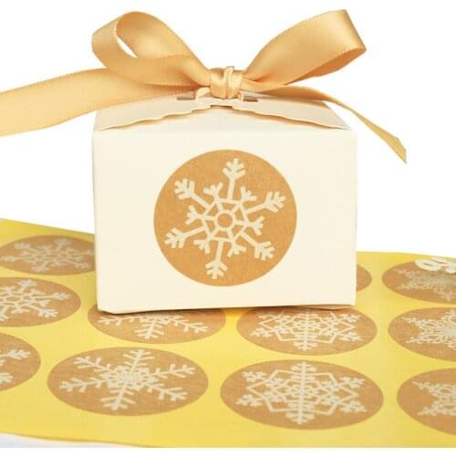 100pcs Christmas Bag Stickers Packaging Bag stickers Christmas Snowflakes Gifts Kraft Paper Stickers(10 sheets)