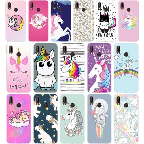 278H Rainbow Unicorn Soft Silicone Tpu Cover Case for huawei p 20 lite pro y6 2017 mate 10 lite