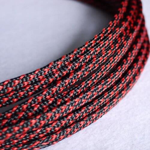 5/20/50/200 Meters Black & Red - High quality 6mm Braid PET Expandable Sleeving High Density Sheathing Plaited Cable Sleeves
