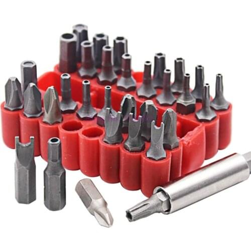 50set 33pcs Security Tamper Proof Bit Set 33pcs Torq Torx Hex Star Spanner Tri Wing Electric Screwdrive Hex Bit 1/4" 6.35mm