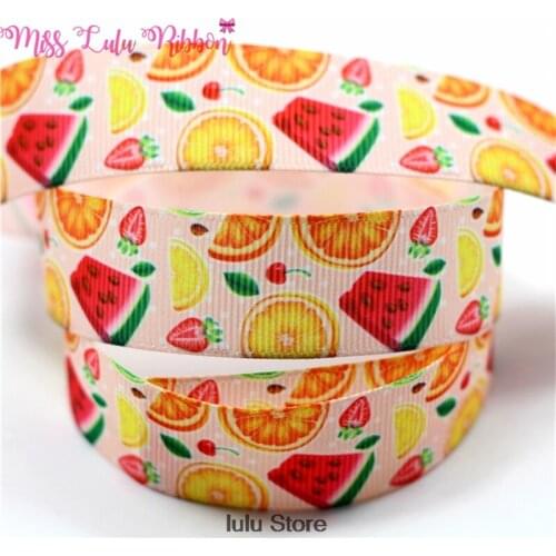 7/8"22 summer watermelon lemon printed grosgrain ribbon 25mm 38mm diy handmade hair bows party decoration 50 yards
