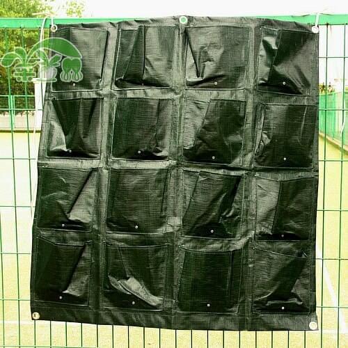 Dark Green, 16 Small Pockets, Three-dimensional Wall-mounted Planting Bags, Garden on The Wall