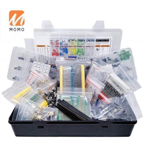 Electronic components assortment RESISTORS CAPACITORS INDUCTORS DIODES TRANSISTORS POTENTIOMETER IC LED PCB TOTAL 2144PCS CHIPS