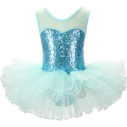 Girls Ballet TUTU Ballerina Fairy Prom Party Costume Kids Sequined Flower Dress Child Dancewear for Stage Performances