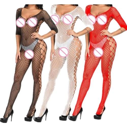 White Lingerie Sexy Bodysuit Open Crotch Body Stocking Nightwear Sexy Nightdress Women Fishnet Bodystocking Sexy Pajamas