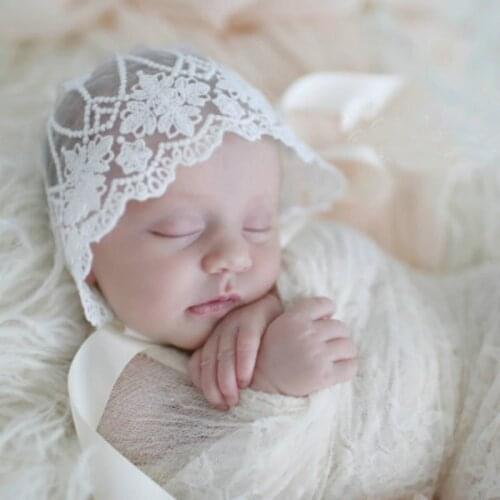 Newborn White Lace Hat Photography Props Tiny Baby Girl First Photo Shoot Caps Props bebe fotografia Accessories Picture Shoot