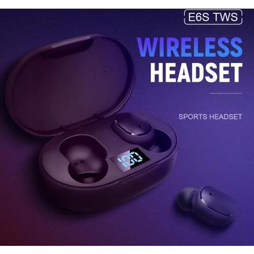 E6S TWS Bluetooth 5.1 Wireless In-ear Earphone Rechargeable Sport Good Sound Quality Long Standby Handsfree No Delay Headset