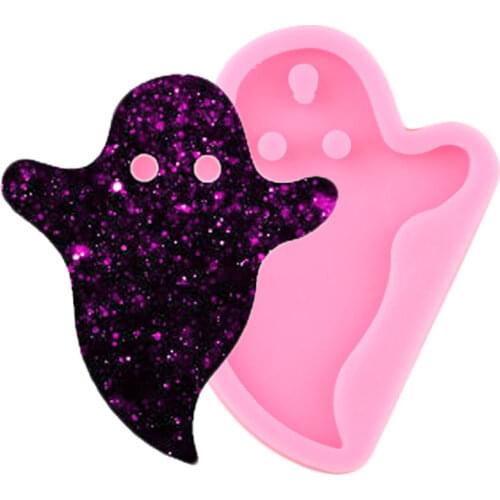 Shiny Halloween Ghost Silicone Keychains Molds DIY Key Ring Epoxy Resin Mold Pendant Jewelry Polymer Clay Craft Custom Keychain