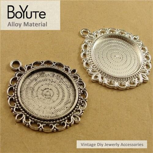 BoYuTe (20 Pieces/Lot) 25MM 2 Colors Zinc Alloy Materials Setting Cabochon Cameo Base Tray Bezel Blank Jewelry Making Finding